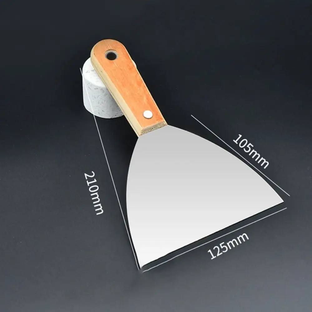 

Stainless Steel Cleaning Scraper Wood Handle Scrape Surfaces Paint Tools Lay Plaster Materials Non-slip Handle Cleaning Trowel