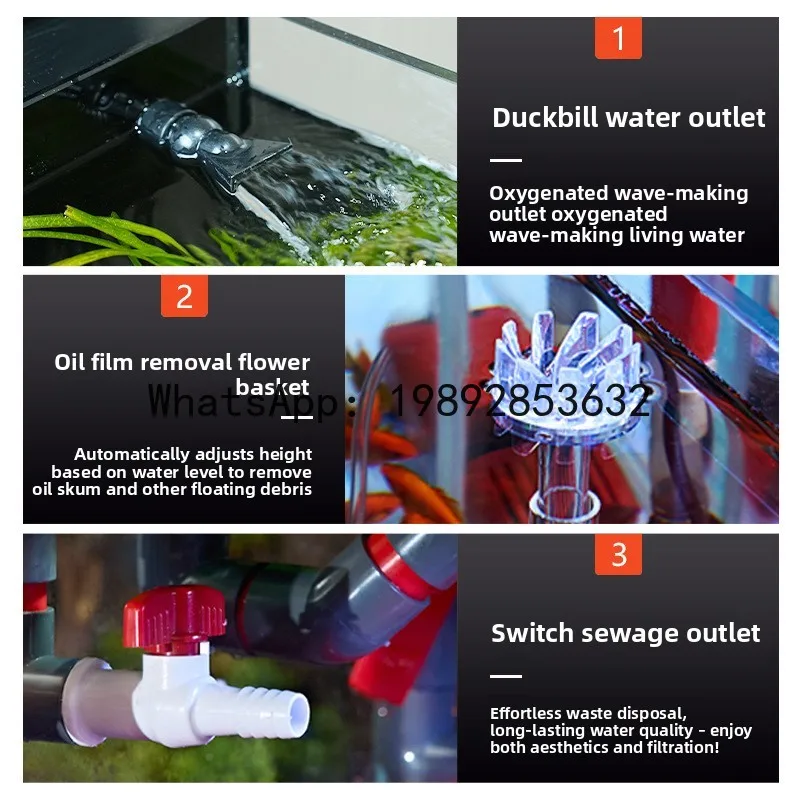 CZ  Fish Tank Ultra Clear Glass with Filter and Oxygenation Integrated Fish Tank for Home Living Room Goldfish Square Tank