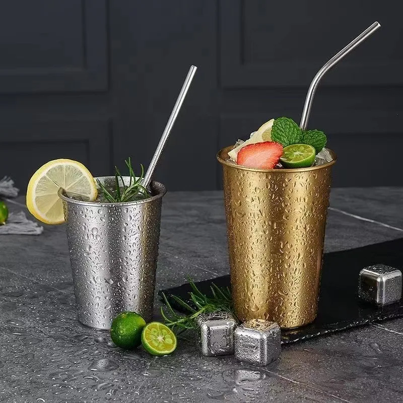 304 Stainless Steel Beer Cup,350/400/500ml Coffee Mug Drop Resistant Outdoor Restaurant Beverage Cups, Bar Wine Accessories Gift