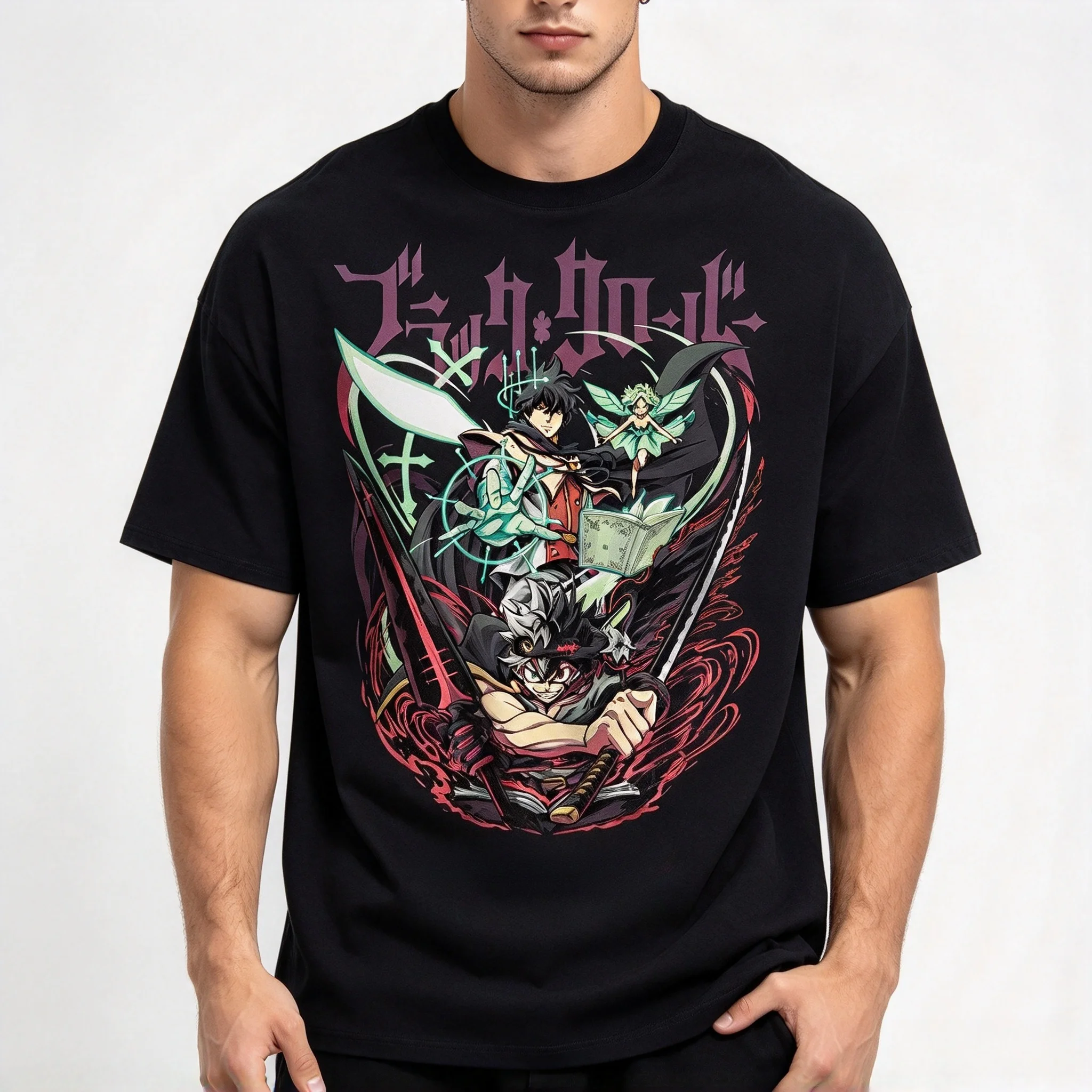 2026 New Trend Four-Leaf Clover Print Loose Cotton Short-Sleeved Men's and Women's Comfortable Loose Round-neck T-Shirt