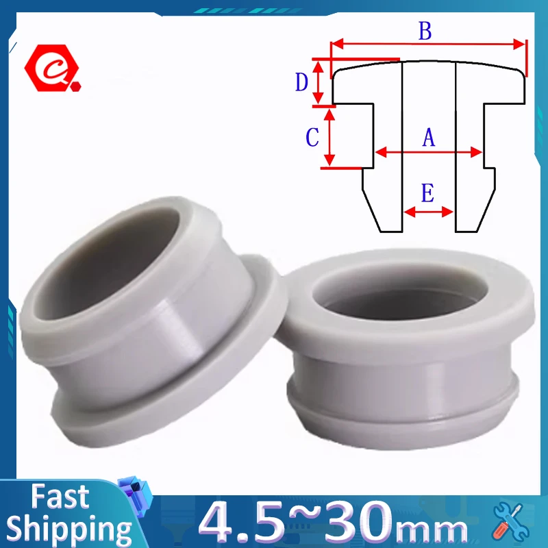 Grey 4.5mm~50.6mm Inverted Through-hole Through Coil Silicone Rubber Protection Ring Snap-on Distribution Box Cabinet Hole Plug