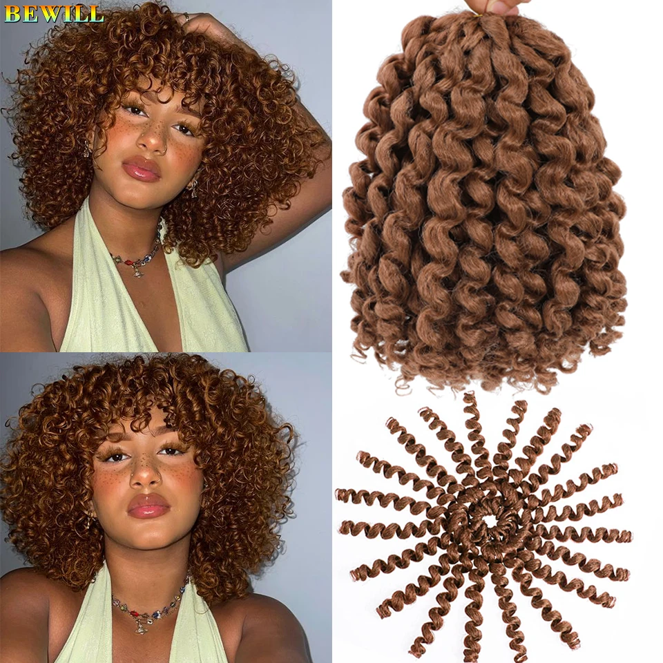 

8-дюймовые синтетические палочки для завивки волос, вязанные крючком вьющиеся волосы для чернокожих женщин, пушистая палочка, надувные завитки, вязанные крючком волосы