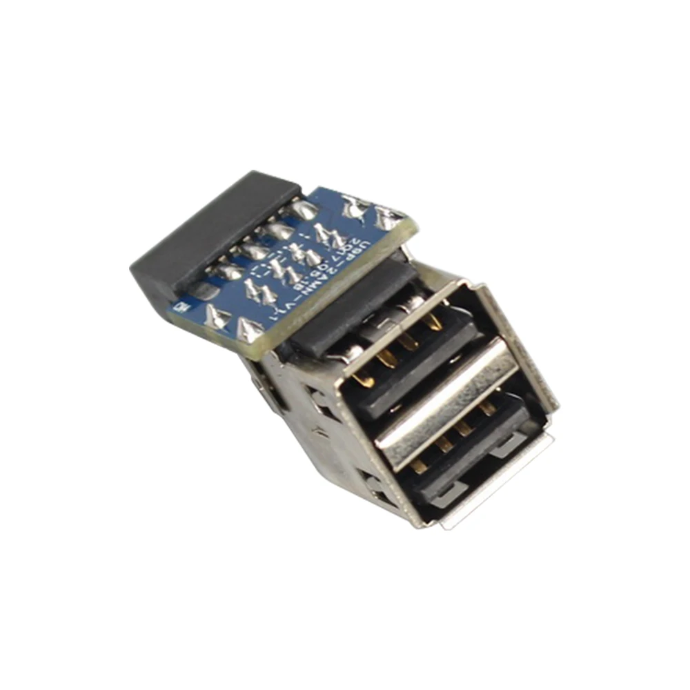 9pin Motherboard to 2 Ports USB2.0 Dual USB A 9 Pin Female Adapter Converter PCB Board Card Extender Internal Compter Connectors