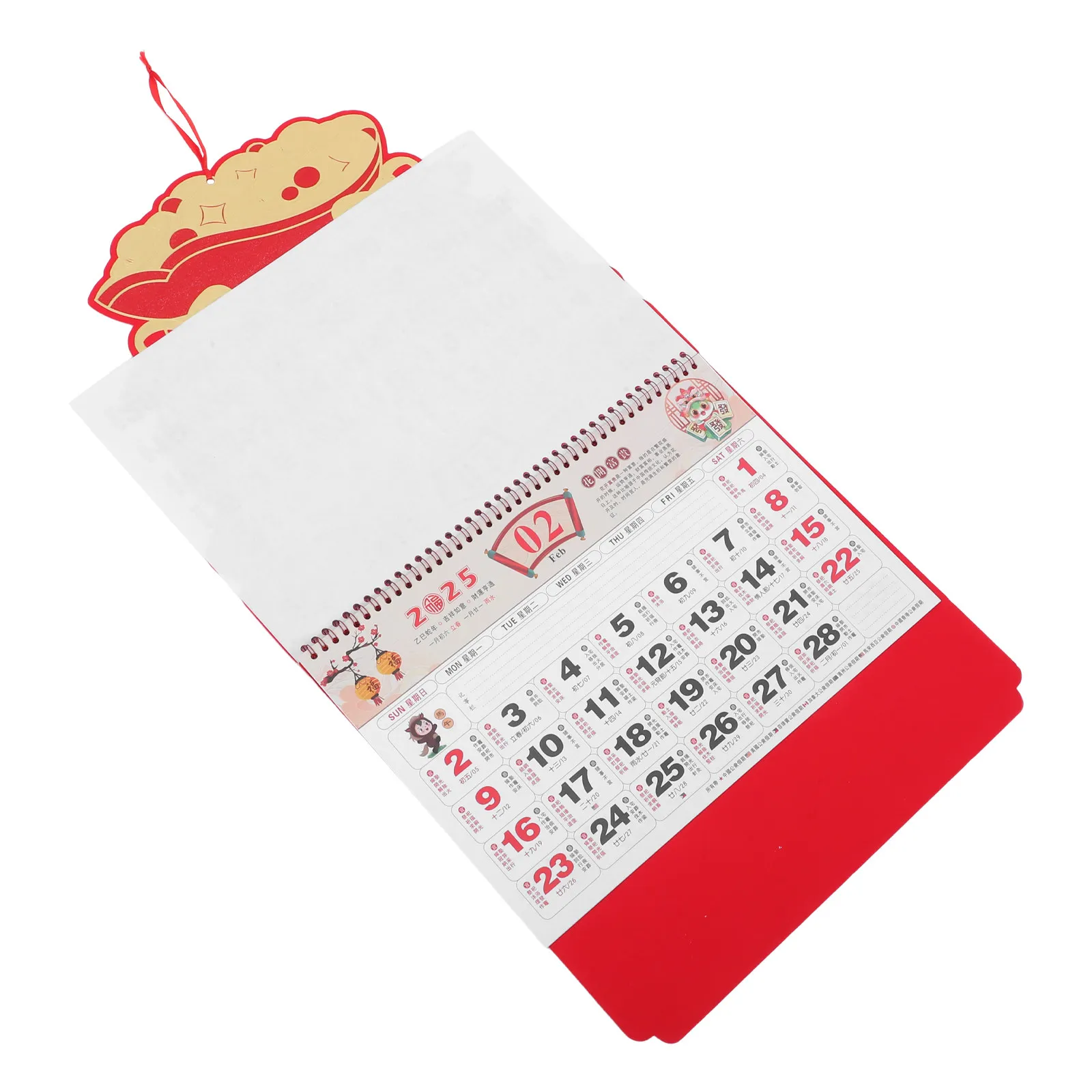 

2025 Chinese Lunar Wall Calendar Year of The Snake Red Embossed Traditional Fortune Plaque Decorative Monthly Planner Poster