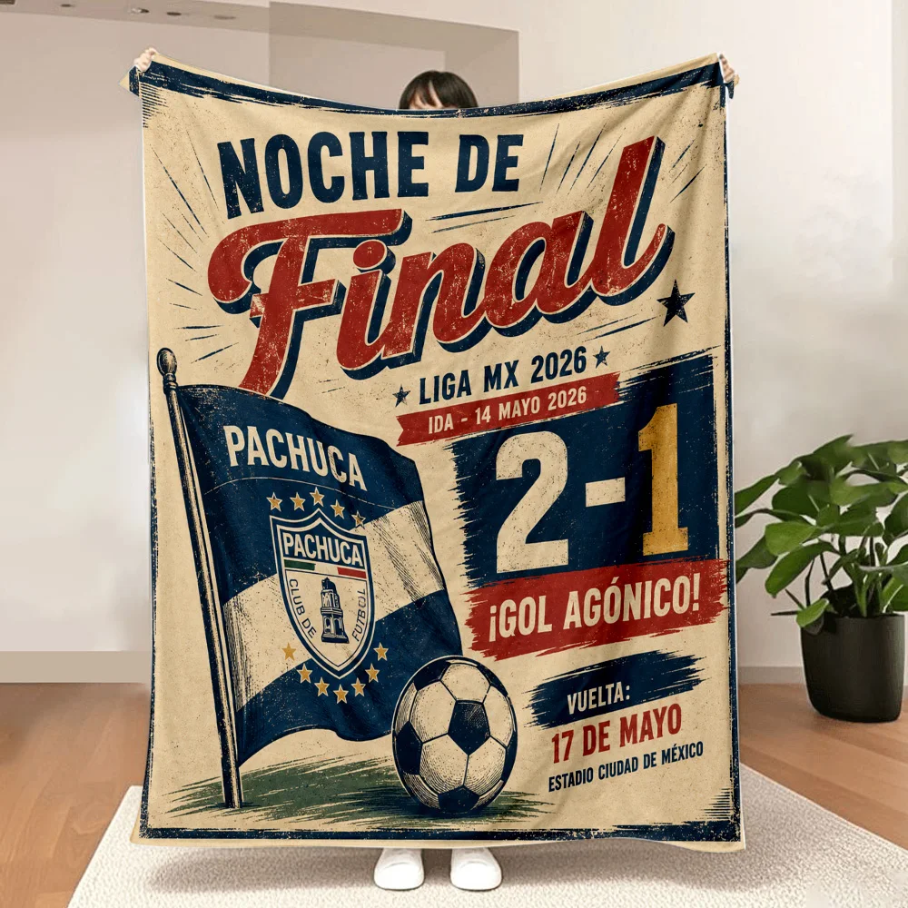 Manta Vintage de la Final de la Liga MX 2026 — Nocbe de Final Club Pachuca 2-1 Gol Agonizante, Regalo Retro para Aficionados al Fútbol, Manta Suave y Acogedora