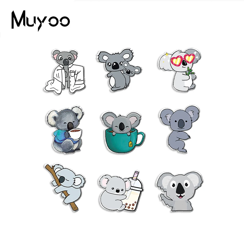 2023 New Arrival Fashion Cute Koala Animals Cartoon Graffiti Handcraft Epoxy Acrylic Resin Lapel Pins Badge Pin