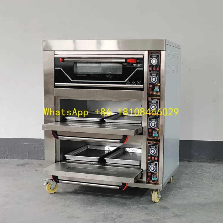 فرن 2 3 4 طوابق 4 6 8 صواني محمصة الغاز الكهربائية الخبز البيتزا فرن الخبز معدات الخبز سطح الخبز الصناعي التجاري #1