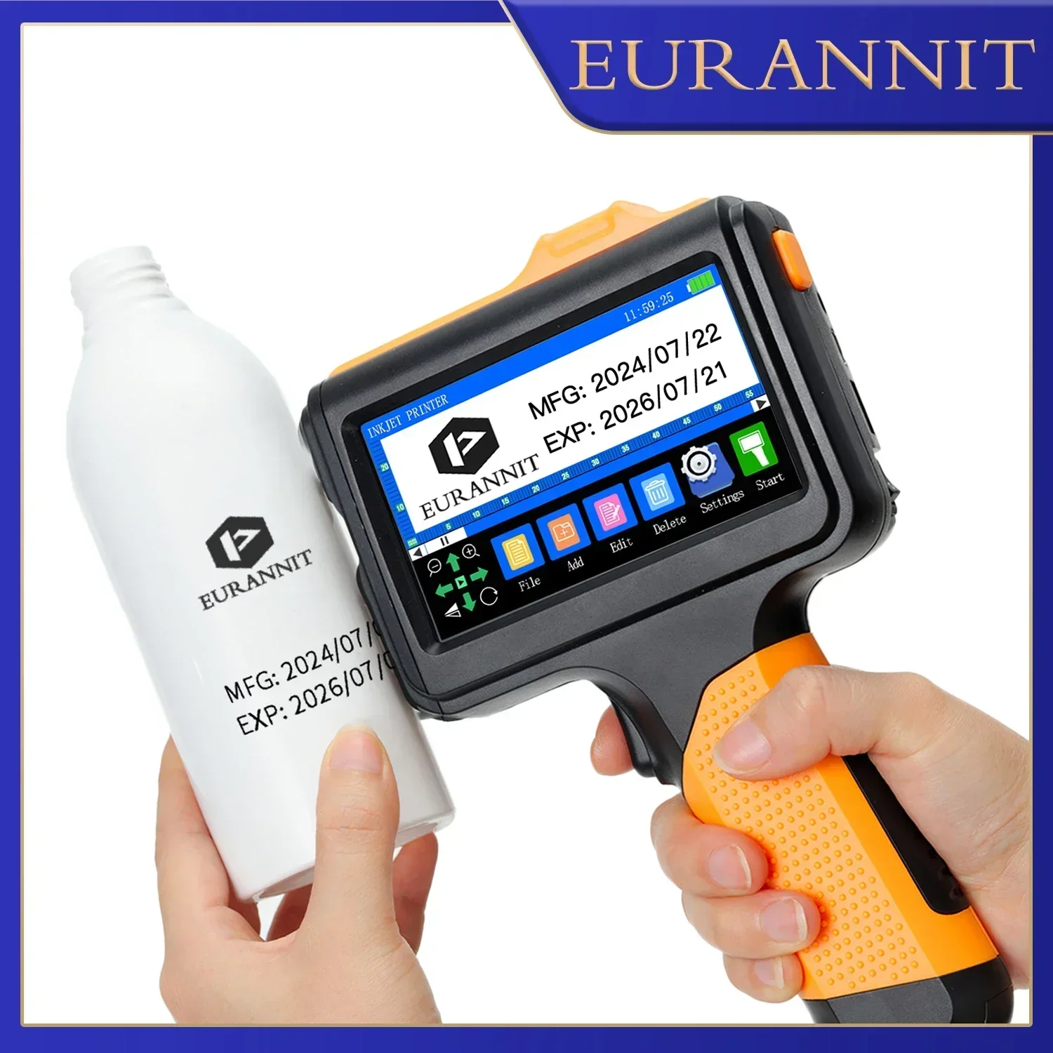 

EURANNIT E19 12.7mm Multi-languages Printer Text QR Barcode Batch Number Logo Date Label Printer Handheld Thermal Inkjet Coder