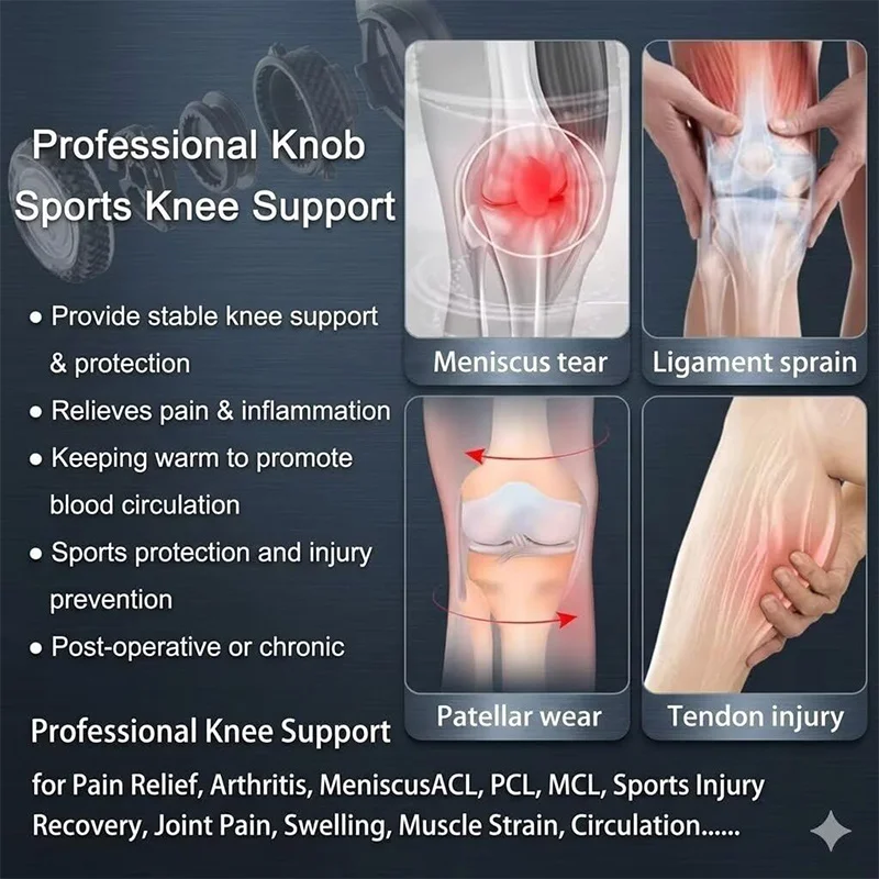 Smart Knob Knee Brace Patella Gel Pad Lateral Stabilizer Meniscus Basketball Football Sports Compression Fitness Unisex