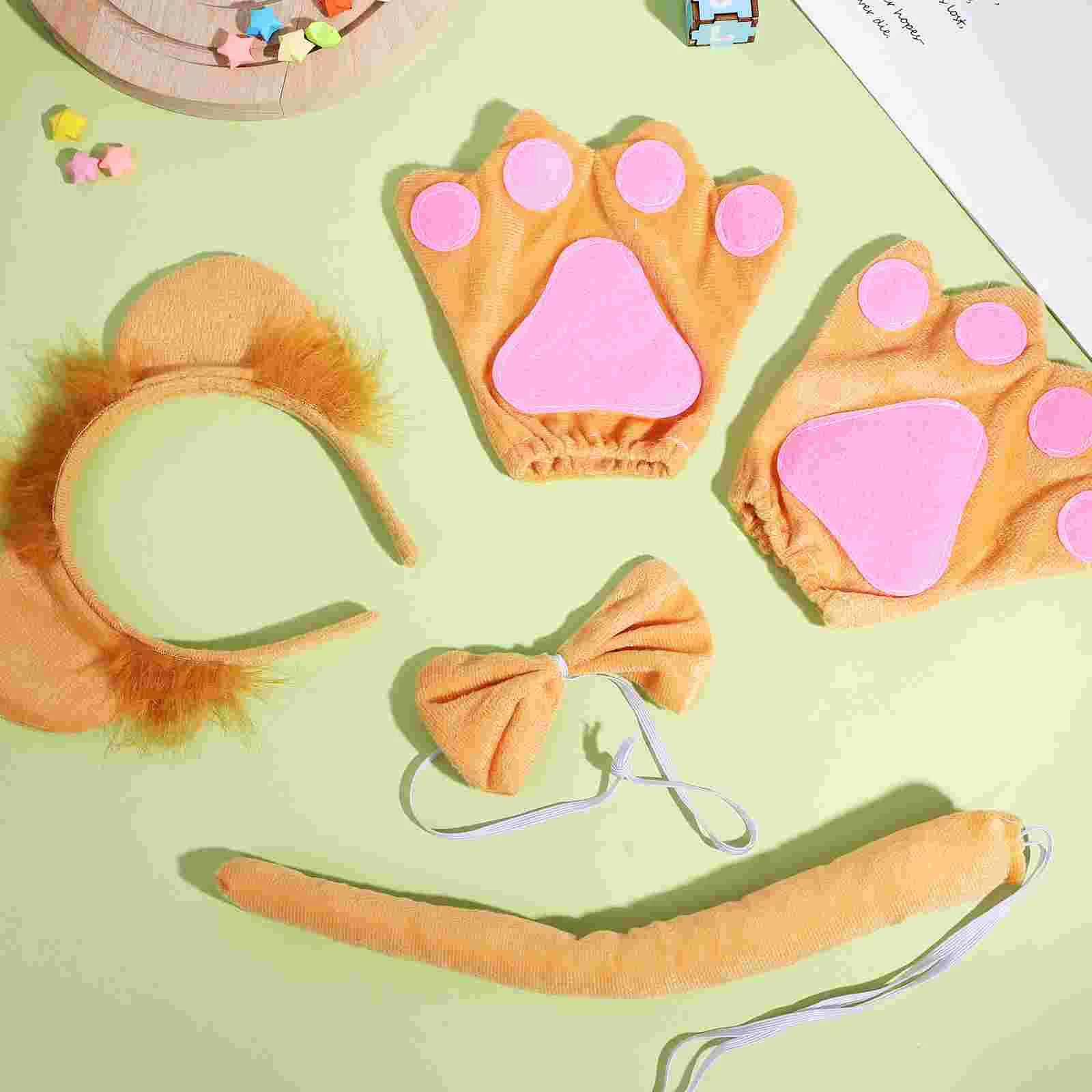 Lion Headband Cosplay Animal Costume Gloves Tail Prop Three Piece Suit Design Ears Fabric