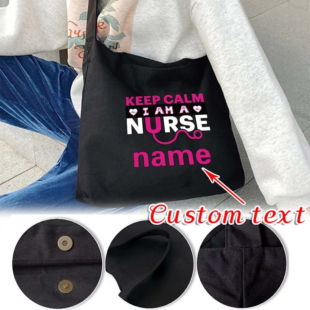 

Холщовая сумка с именем по индивидуальному заказу, пакет для хранения большой емкости, многофункциональная складная сумка для покупок, высококачественные пригородные сумки