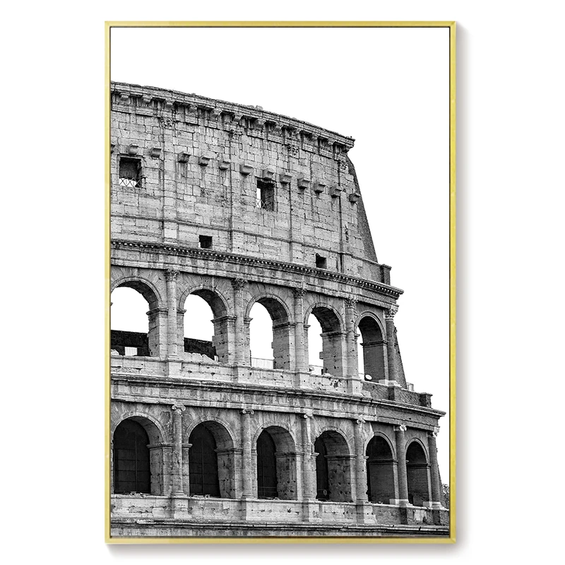 أبيض وأسود إيطاليا الكولوسيوم قماش اللوحة الملصقات روما القديمة نصب Colosseo الكلاسيكية جدار الفن صورة غرفة المعيشة ديكور