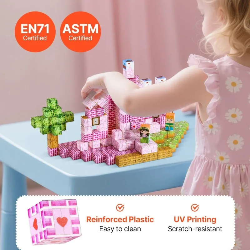 Prinzessinnenschloss, 100 Stück, magnetische Blöcke, pädagogische kreative Bausteine, für Mädchen, Kleinkinder, Vorschule, Lernen, Geschenk, Spielzeug