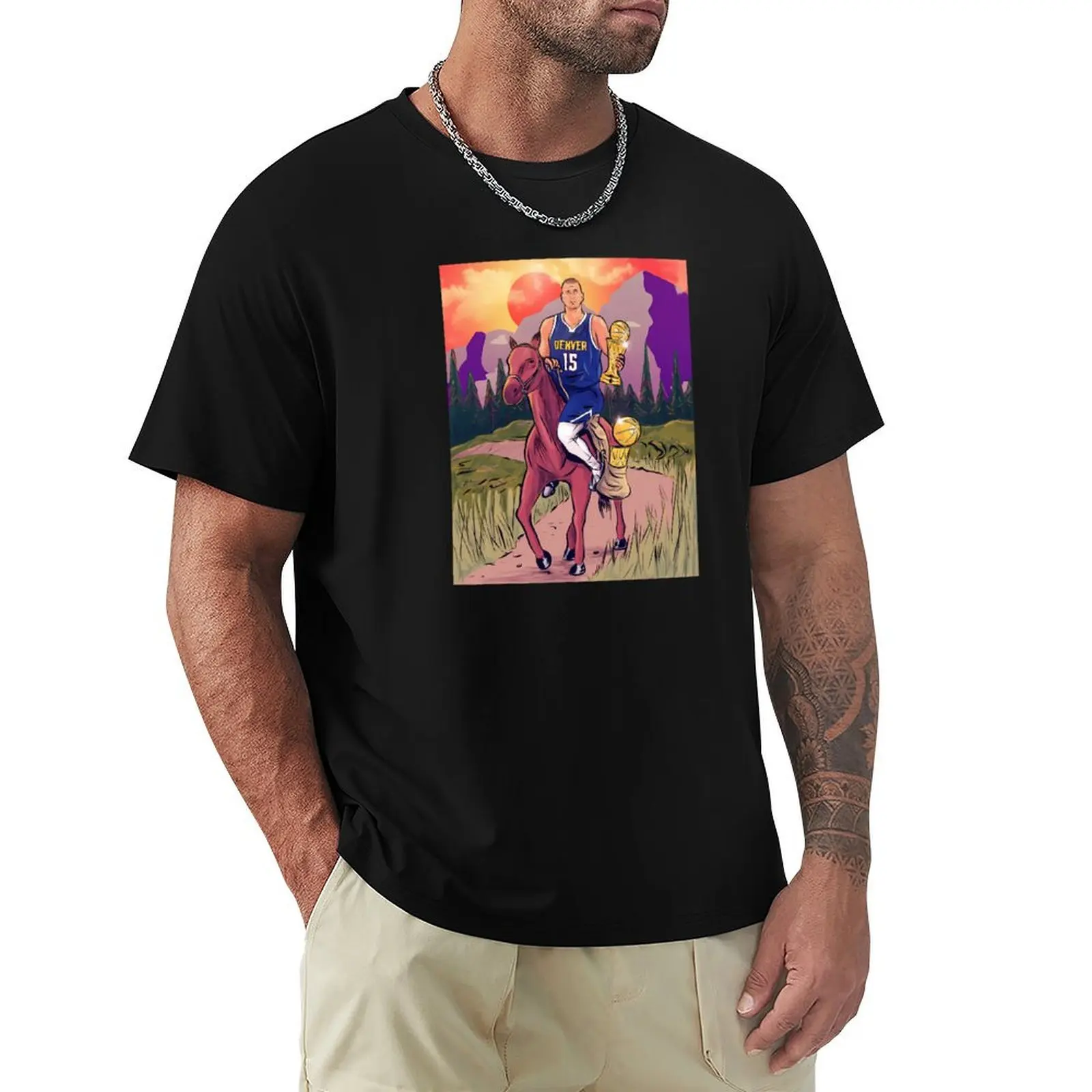 

Nikola Jokic Funny Horse Riding Championship Tee, Jokic Horse Cool Gift T-Shirt Big Size Daily Wear T-Shirt