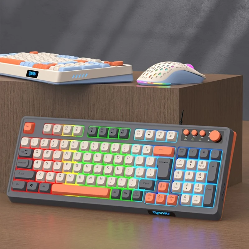 Kit de jeu filaire 2 pièces: clavier et souris ROG avec rétroéclairage USB arc-en-ciel, Compatible avec PC, ordinateur portable, PS4, PS5