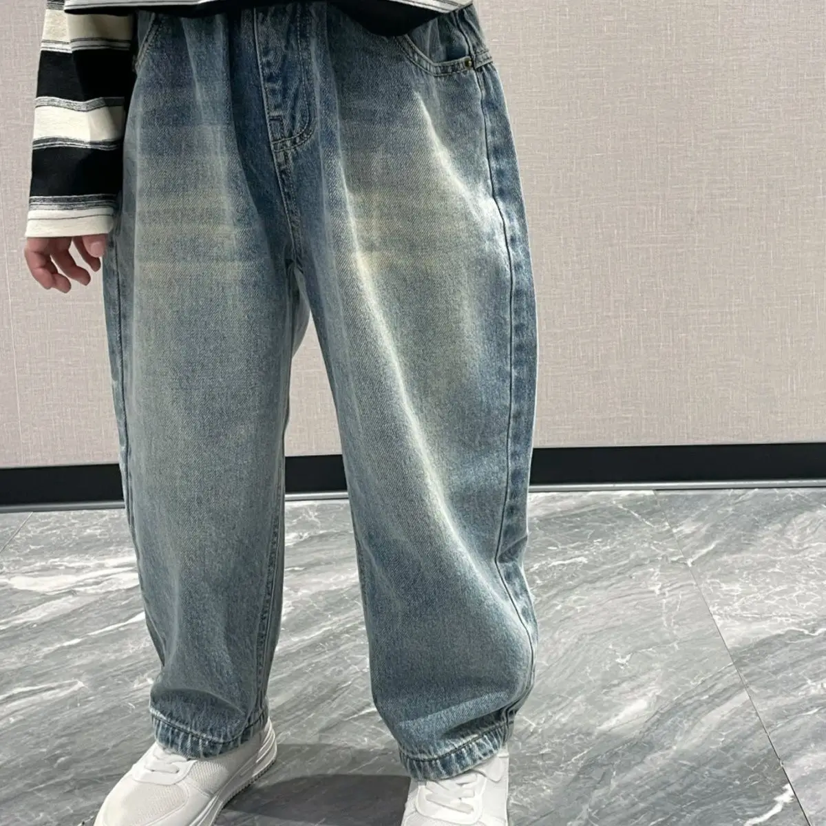 Spring and Autumn Boys' Jeans New Korean Children's Loose Pants Big Kids Water Washed Cotton Soft Jeans