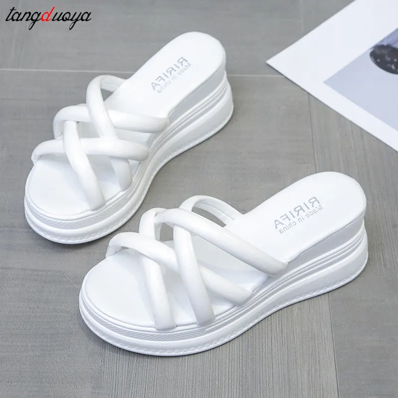 red green white Slippers Women Platform Sandals High Heels Sandals Summer Women Shoes Beach Flip Flops Slides Slippers Women