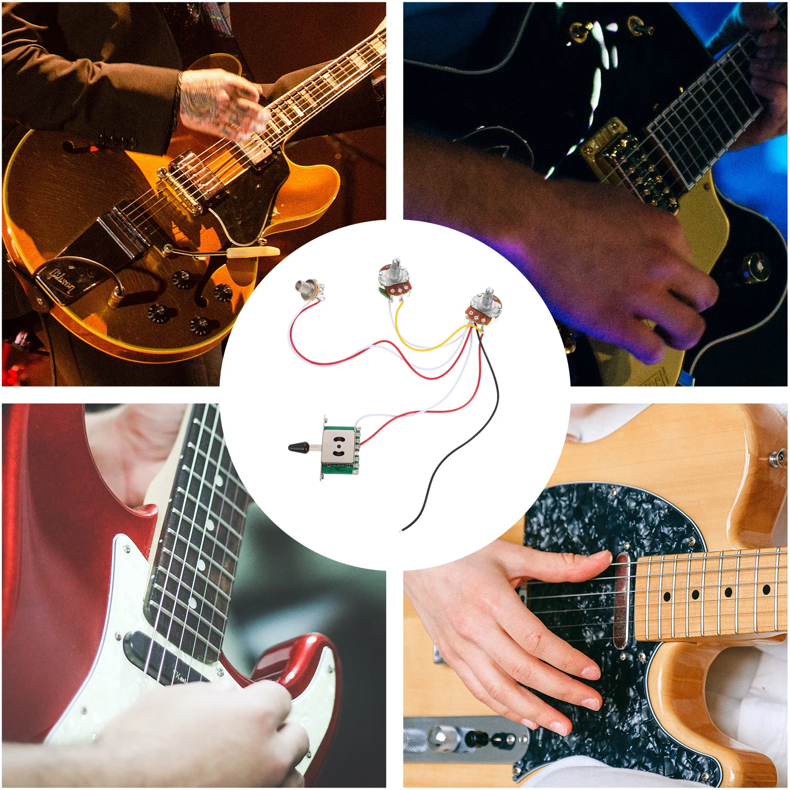 

Electric Guitar Circuit Assembly Durable Potentiometer Five speed Switch Replacement Input Guitar Supplies