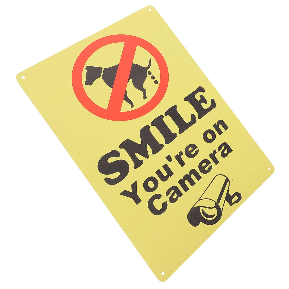 Retro Iron Wall Sign No Peeing Warning Dog Walking Signs Camera Smile You're for Yard Park Warm Tip