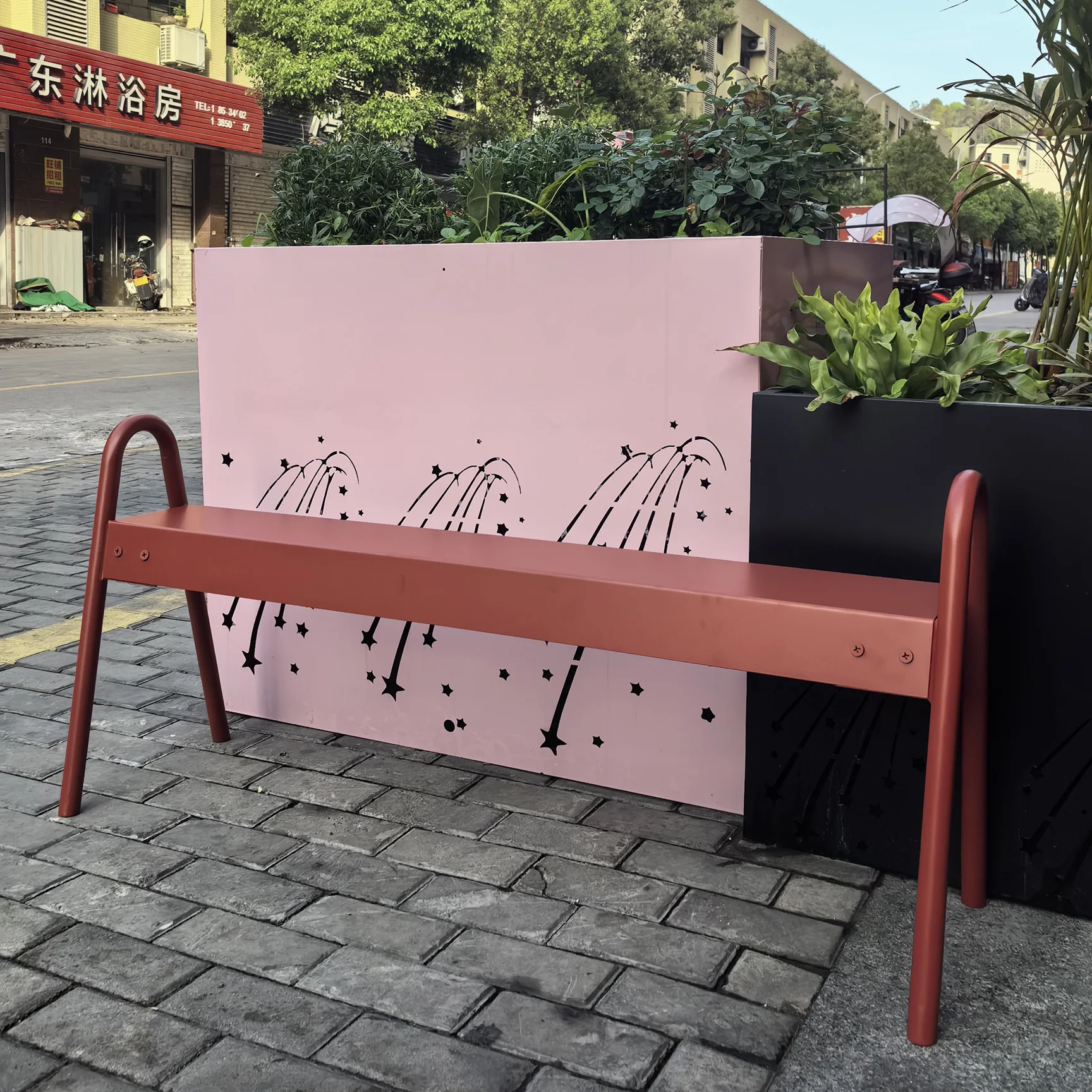 Ins Korea Outdoor, Bench Park Bench Milk Tea Coffee Shop Gym Rest Stool Shopping Mall Iron Seat Chair