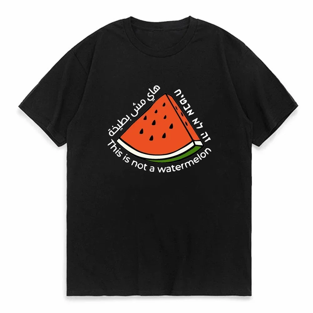 Is Not A Watermelon  Collection Top Tee Round Neck Round Collar style  Harajuku Hip Hop Round Neck Short Sleeve Man T-Shirt man