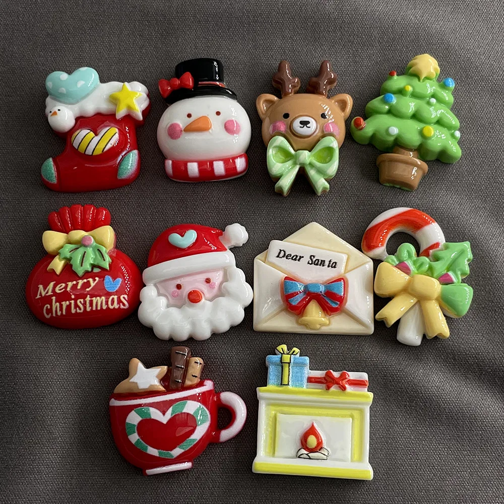 

Miniso New Set Cute Cartoon Resin Christmas Shackles Diy Hole Shoes Charm Shoe Accessories Santa Claus Detachable Shoe Flower