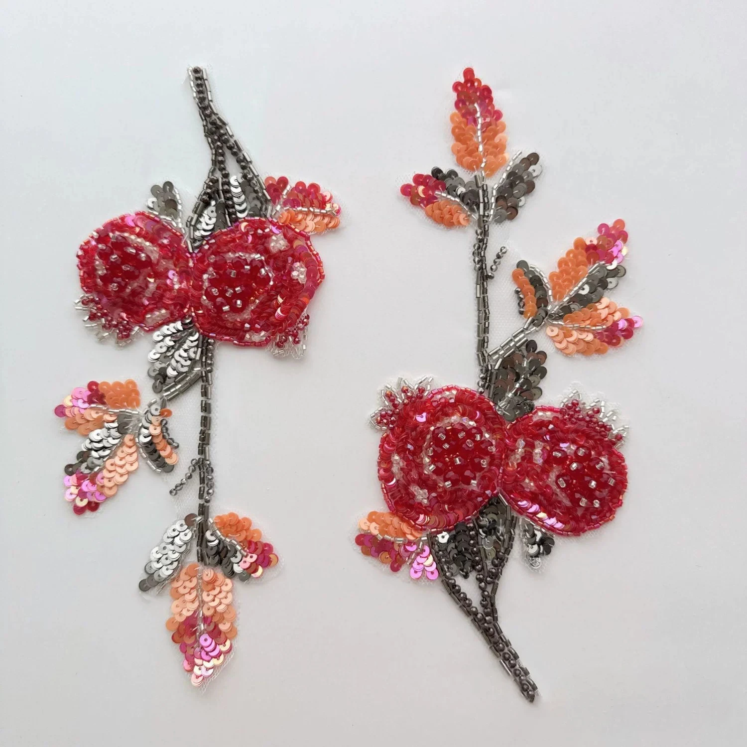 1pcs Color collision fruit bead tube embroidery patch,Handmade wedding dress DIY Accessories Decoration parche ropa