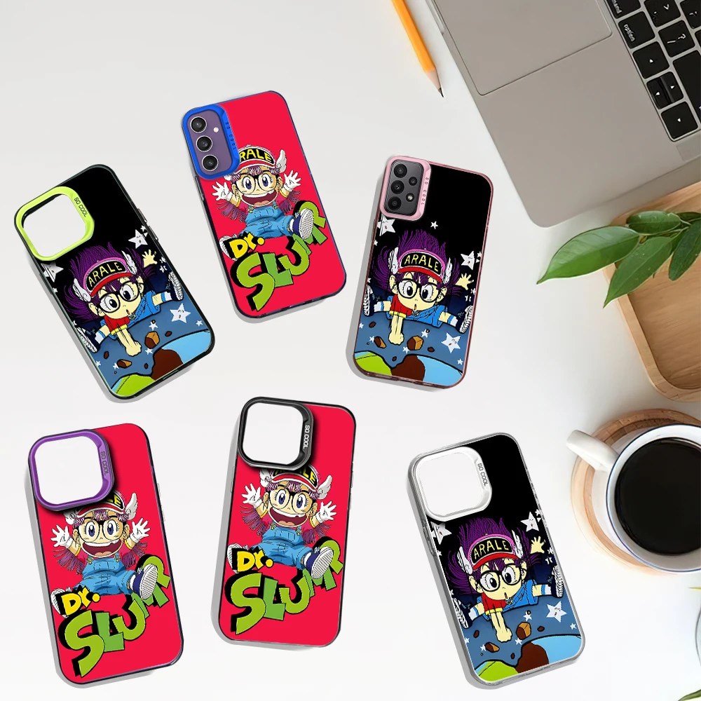 Anime Cute Dr S-Slump Cute Laser Phone Case for Samsung S24 23 22 ULTRA A25 33 32 34 S PLUS IMD Shockproof Silicone Coque