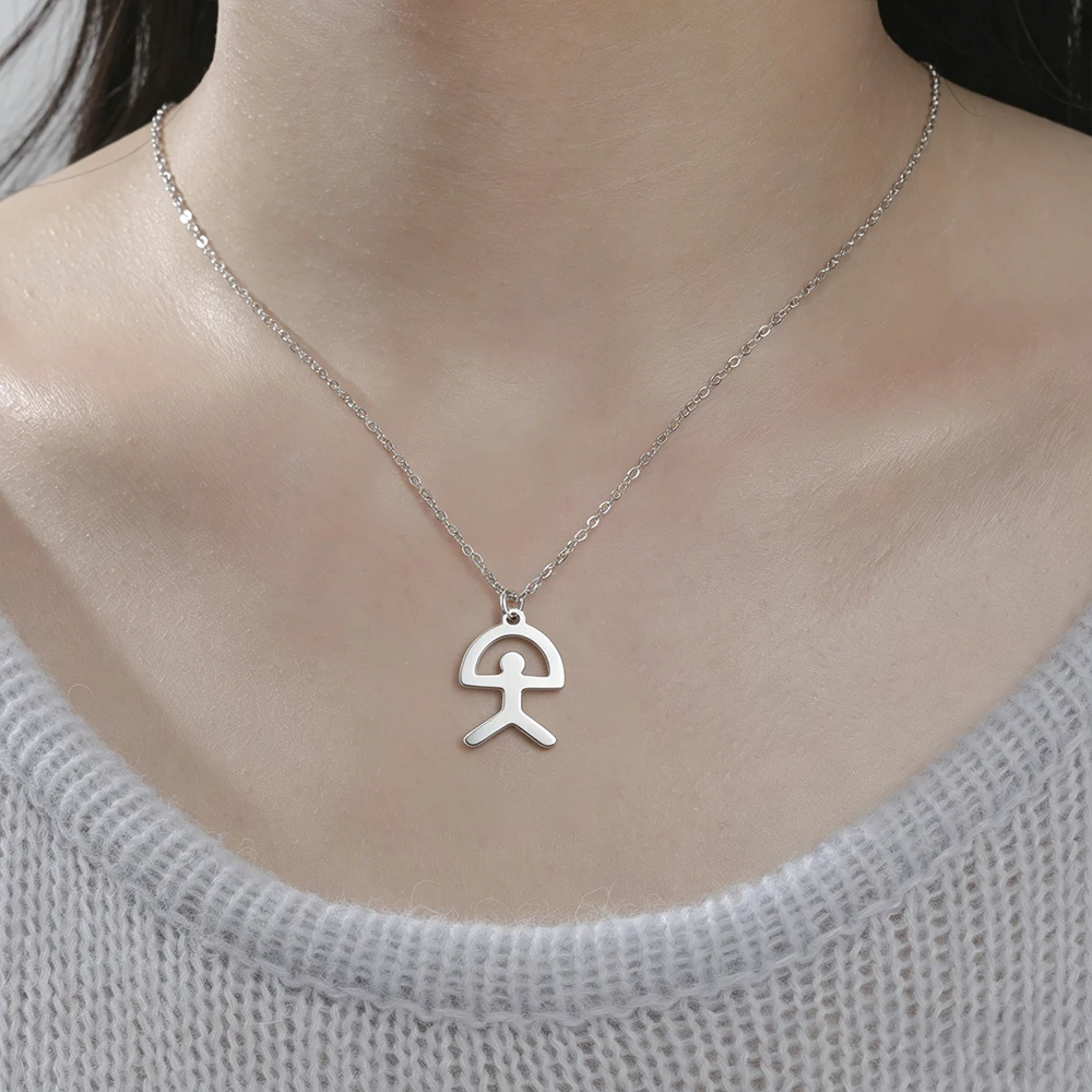 Indalo Man Necklace Stainless Steel rainbow Man Pendant Necklace for Women Amulet Jewelry Gift