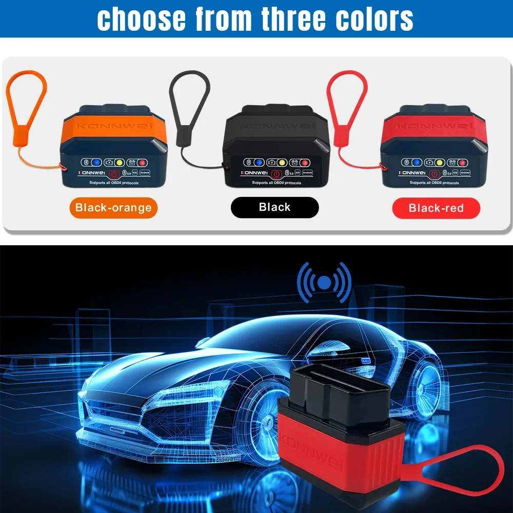 KONNWEI KW905 ELM327 V1.5 OBD2 Scanners Bluetooth 5.0 for Android/IOS ELM 327 OBD 2 Car Diagnostic Tool Code Reader