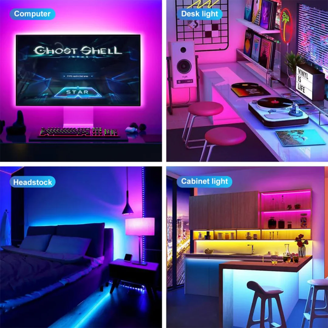 1PC 5V Battery Box LED Strip Light with IR 44-Key Remote Control-Cuttable SMD3535 RGB Light Strip for Bedroom,Living Room, Home