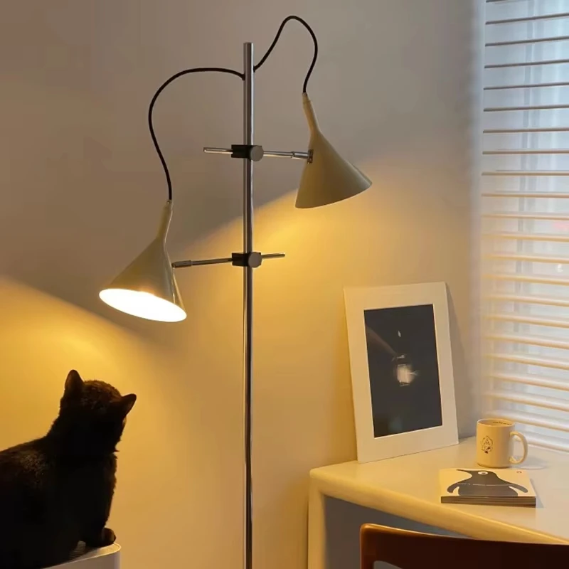 Medieval French Minimalist Double Headed Floor Lamp Living Room Adjustable Decorative Standing Light LED Bedroom Bedside Lamp