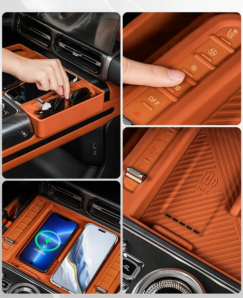 Car Wireless Charging Silicone Pad Suitable for JETOUR G700 2025-2026 Modified Auto Central Control Storage Box Anti Slip Pad