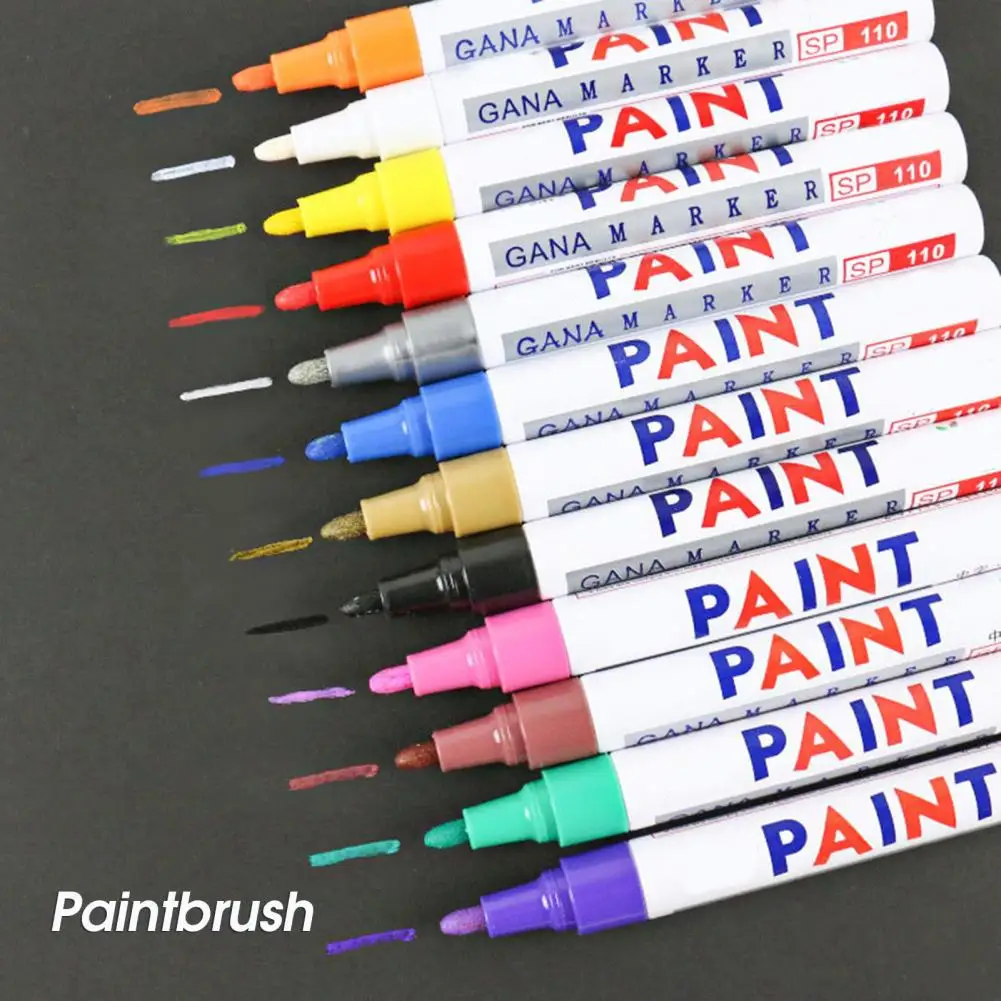 Car Paint Pen Waterproof Coverage Mark Pen Black White Red Blue Colors Touch Up Paint Car Wheel Tire Oily Painting Pen