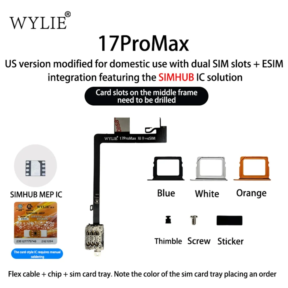 WYLIE For 17 Pro Max US Version Modified for Chinese Version Dual SIM + ESIM integrated with SuperSnow IC Requires Drilling