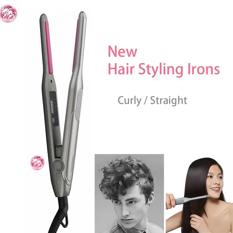 

Mini Hair Curler Pencil Hair Straightener 2 in 1 Ceramic Thinnest Narrow Flat Iron with LED Display for Short Beard and Hair