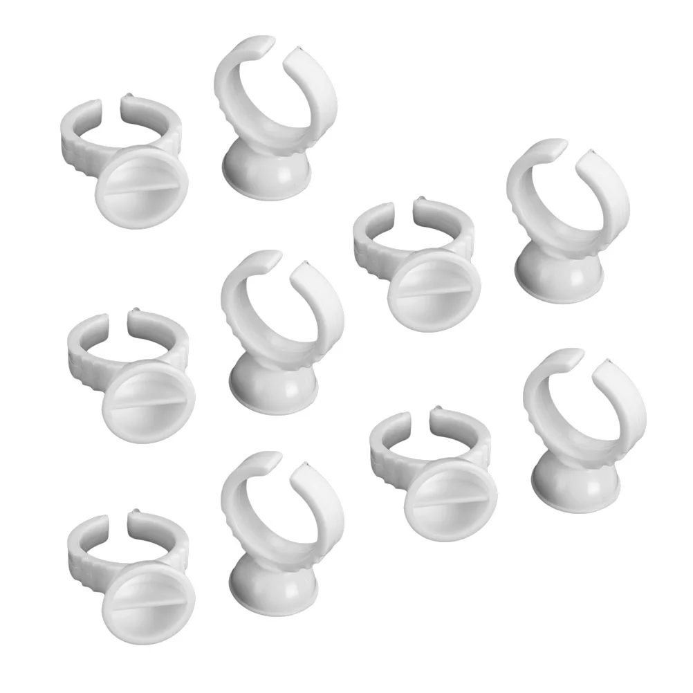 

100Pcs Eyelash Makeup Rings Tool Tattoo Ink Ring Cups Disposable Pigment Container for Eyebrow White
