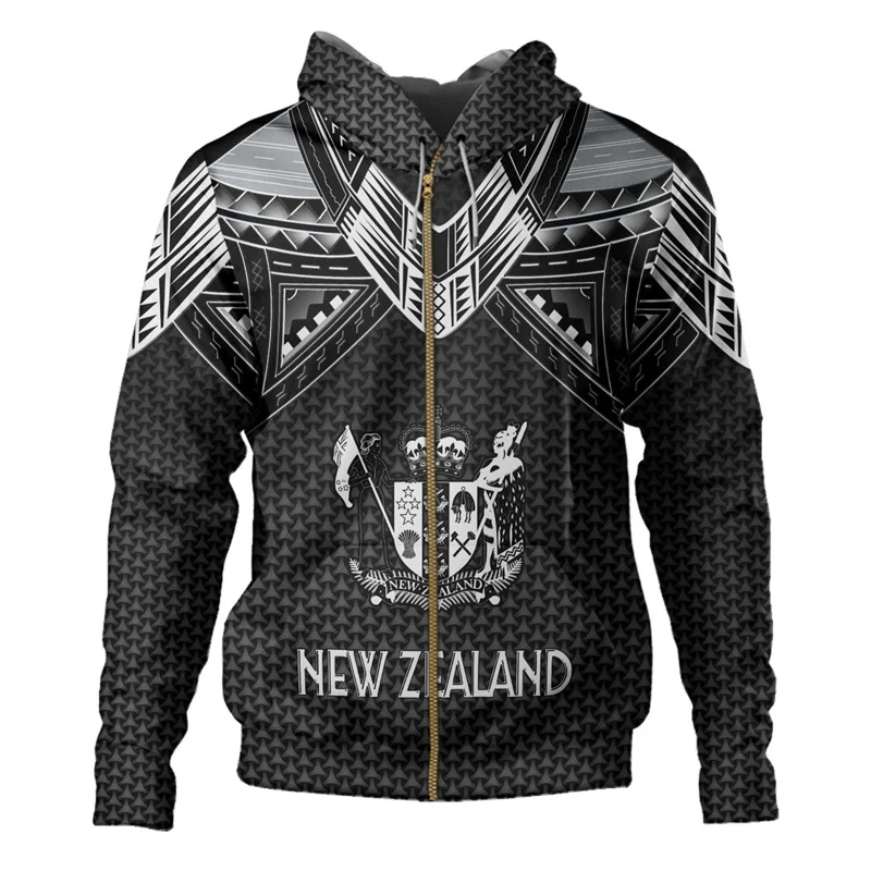 

New Zealand Waitangi Day Lizards Maori Graphic Zip Hoodie New In Hoodies & Sweatshirts Hoodies For Men Pullover Coat Y2k Tops