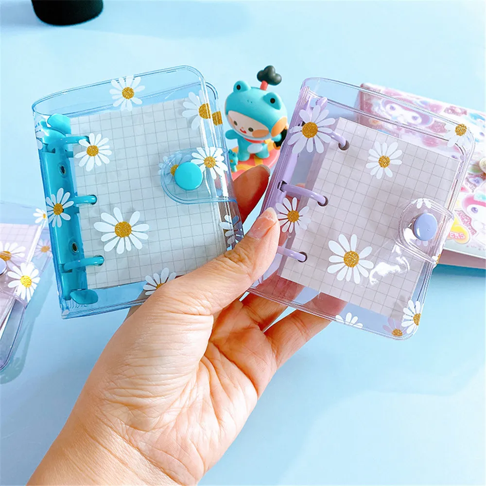 Mini 3 Holes Loose Leaf Notebook Cute Daisy Binder Ring Hand Book File Folder Kawaii Notebook Planner Office School Journals