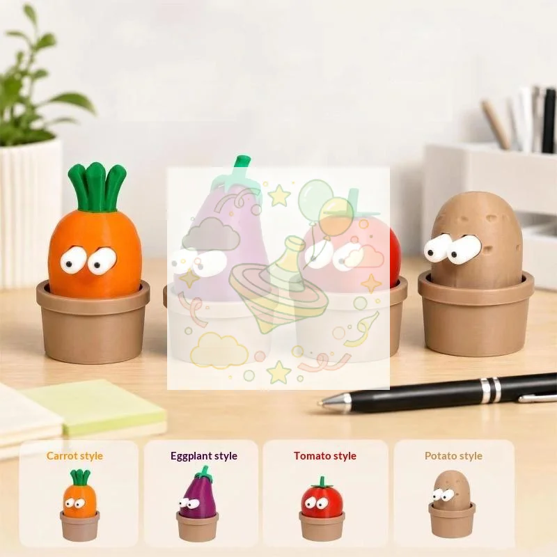 4 Styles Cute Vegetable Shaped Stress Relief Fidget Toys Eye Design For Office Desk Decor Daily Relaxation