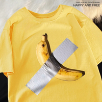 Woman T Shirts Tape Sealing Banana Fun T-Shirt Breathable Summer Street Soft Streetwear O-Neck Unisex Casual Tops