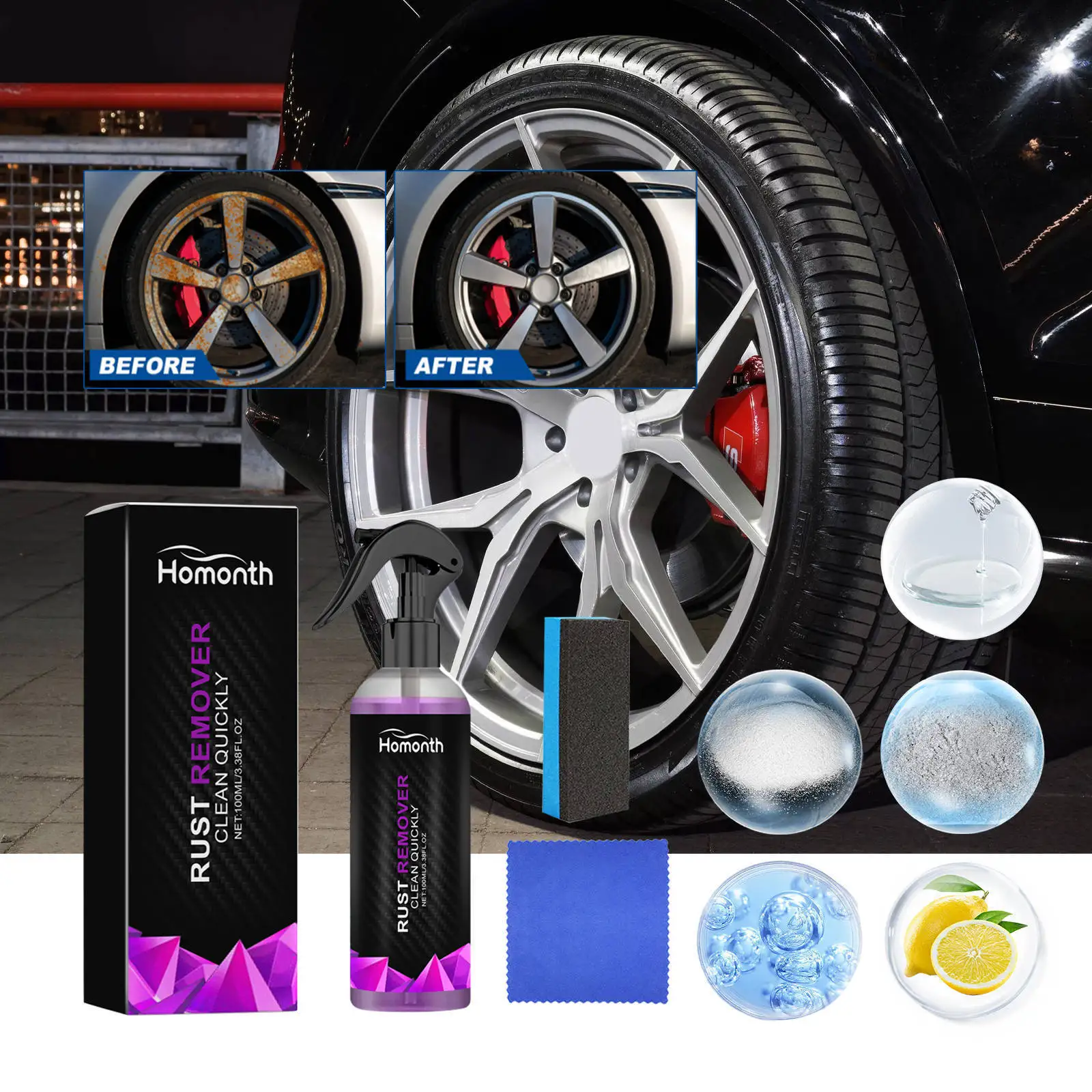 100ml Rust Inhibitor Paint Rust Remover Derusting Spray Car Rust Removal Spray Car Wheel Hub Rust Remover Car Accessories