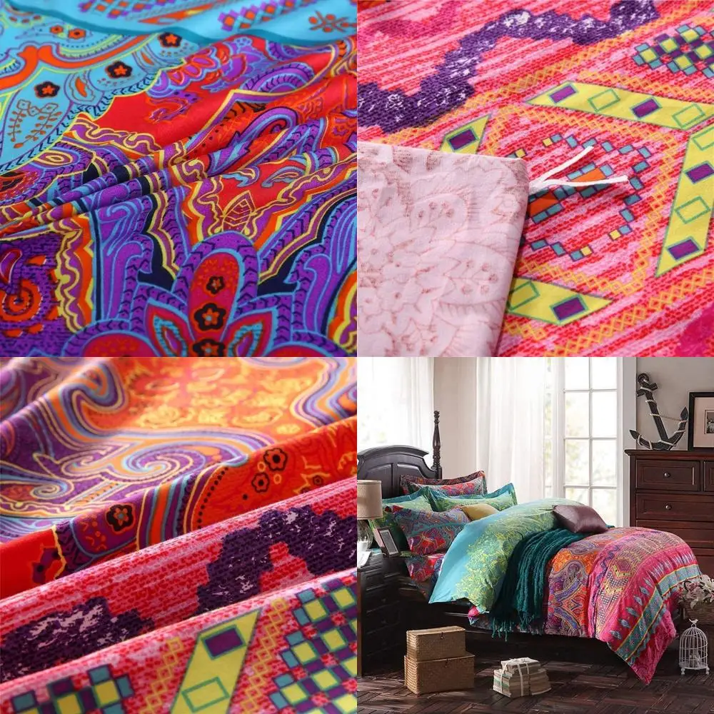 

Комплект пододеяльников из хлопка в богемном красно-бирюзовом цвете: экзотика из 3 предметов, ретро, дышащая роскошь