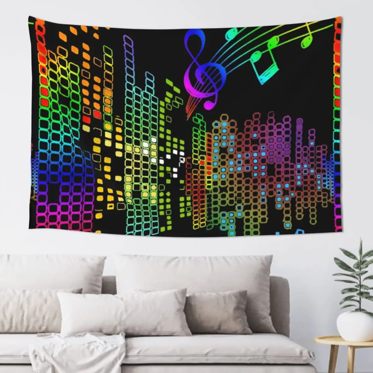 

Multicolored Music,black illustration Tapestry House Decor Room Decor Cute Tapestry