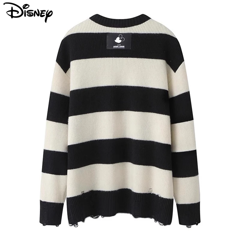 Disney New Arrival Top Fashion Embroidery Cotton O-neck Casual Cartoon Mickey Mouse Long Sleeve Loose Women Pullover Sweater