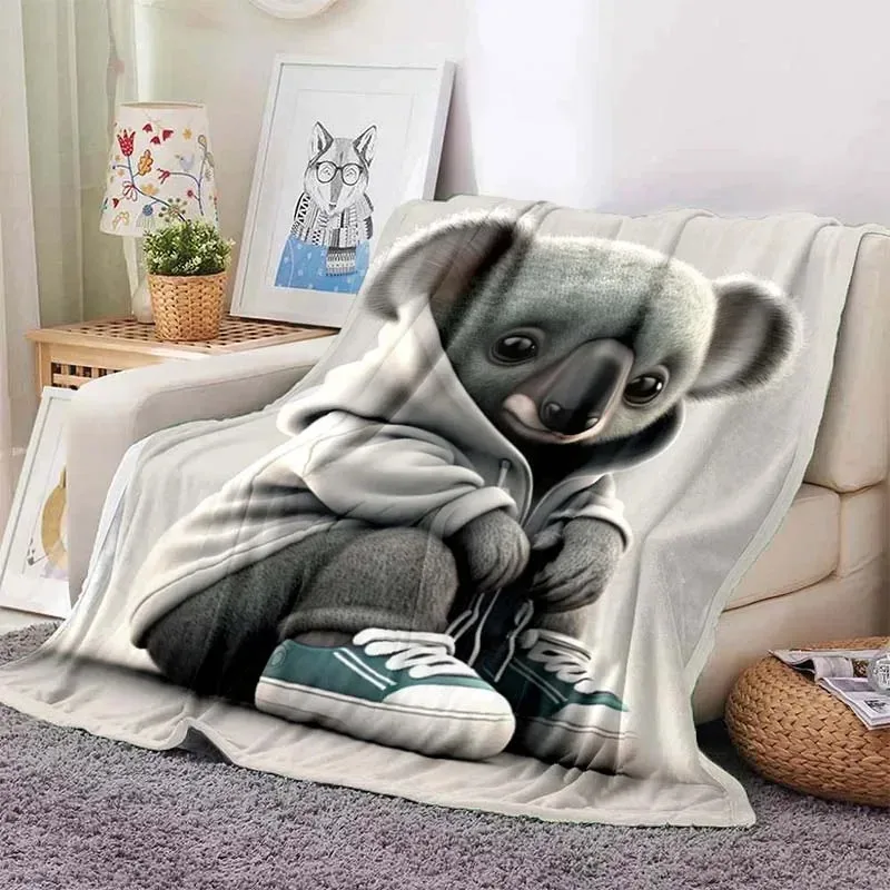 

Koala Pattern Printed Blanket Leisure Sofa Blanket Home Sheet Sofa Office Air Conditioning Soft Leisure Travel CustomizableThrow