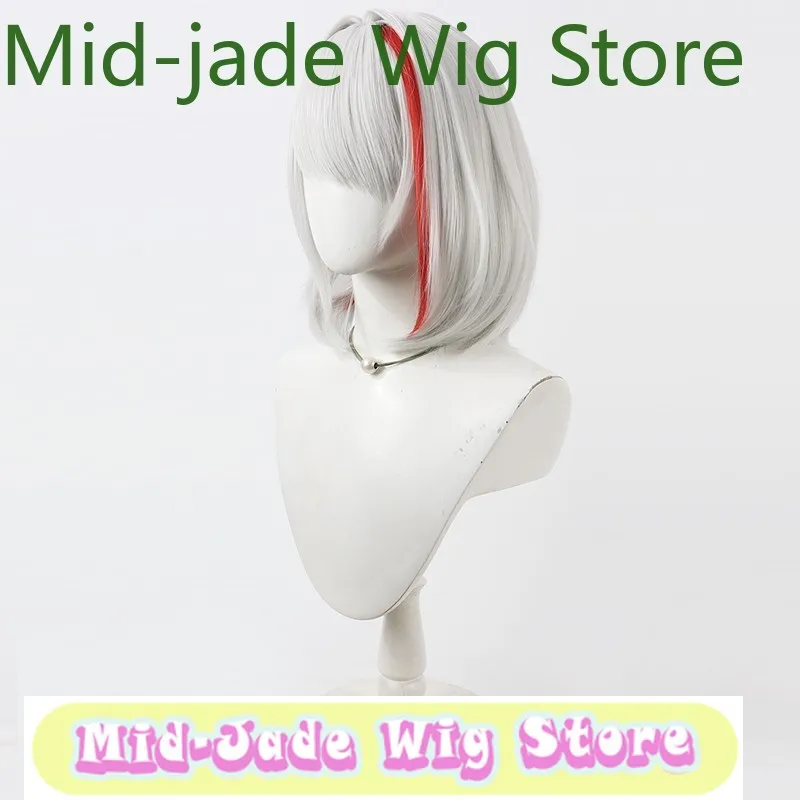 Peruca de jade médio azur lane duisburg peruca cosplay-prata branco cabelo sintético anime jogo role-playing festa de halloween desempenho