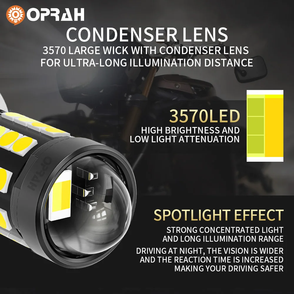 P15D LED Motorcycle Headlight Hi/Lo Beam Dual Color White Amber Fog Lamp Motorbike Lamp 12V for Motobike Scooter Running Light - view 5