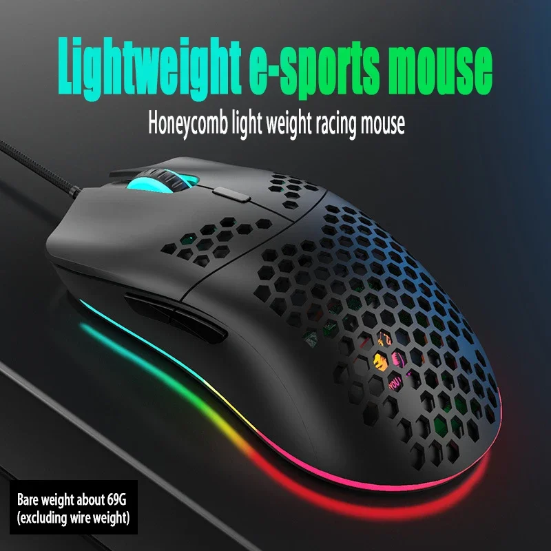 M1 Mouse Hole Lightweight Competitive Game RGB Glow Mouse Computer Laptop Gaming Mouse