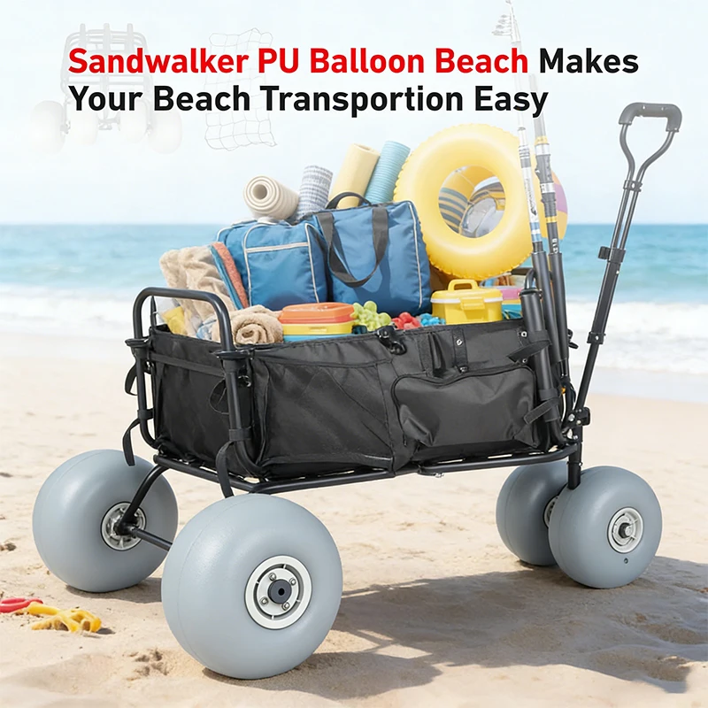 9'' Diameter PU Beach Balloon Wheels for Kayak Carts Beach Trolleys Garden Carts - Mounting Part with 8.5mm 10.5mm Diameter